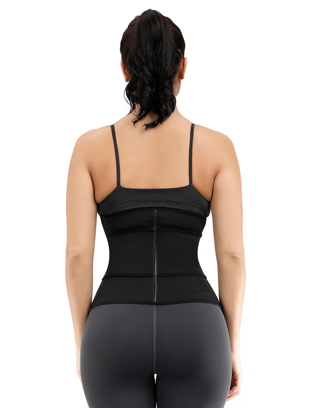 Faja moldeadora de cintura negra de doble capa con 7 varillas de acero, talla grande