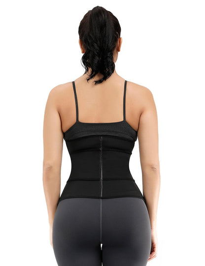 Faja moldeadora de cintura negra de doble capa con 7 varillas de acero, talla grande