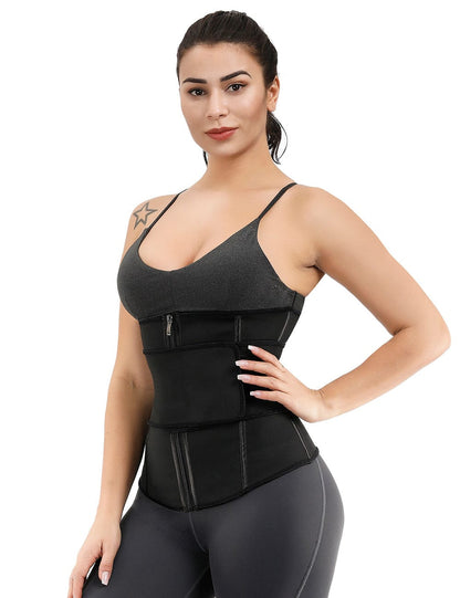 Faja moldeadora de cintura negra de doble capa con 7 varillas de acero, talla grande