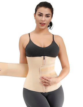 Faja moldeadora de cintura negra de doble capa con 7 varillas de acero, talla grande