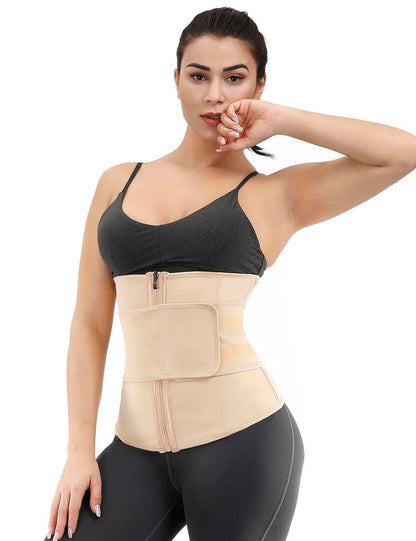 Faja moldeadora de cintura negra de doble capa con 7 varillas de acero, talla grande