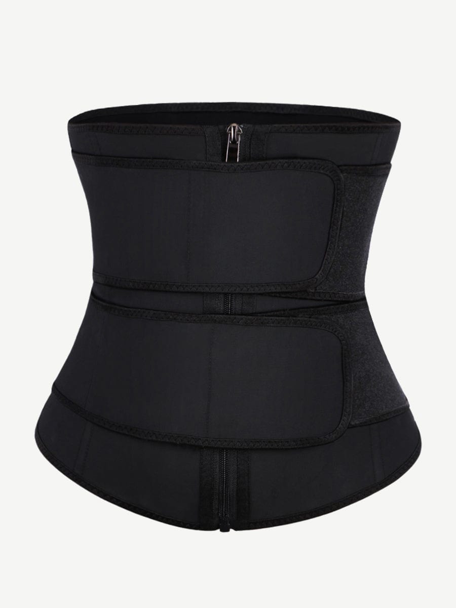 Faja moldeadora de cintura de látex de talla grande, con doble cinturón y 7 varillas de acero y clips integrados en el interior.