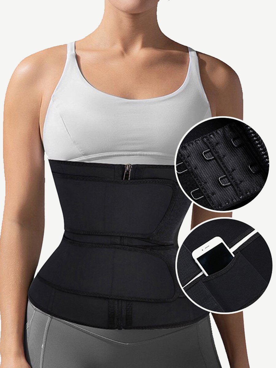 Faja moldeadora de cintura de látex de talla grande, con doble cinturón y 7 varillas de acero y clips integrados en el interior.