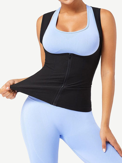 Chaleco azul con cremallera, talla grande, para una postura correcta