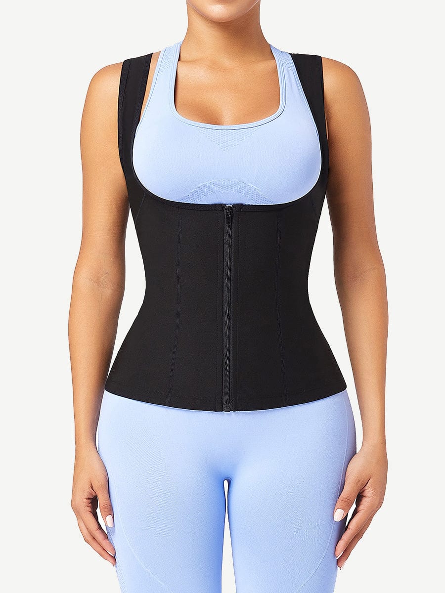 Chaleco azul con cremallera, talla grande, para una postura correcta