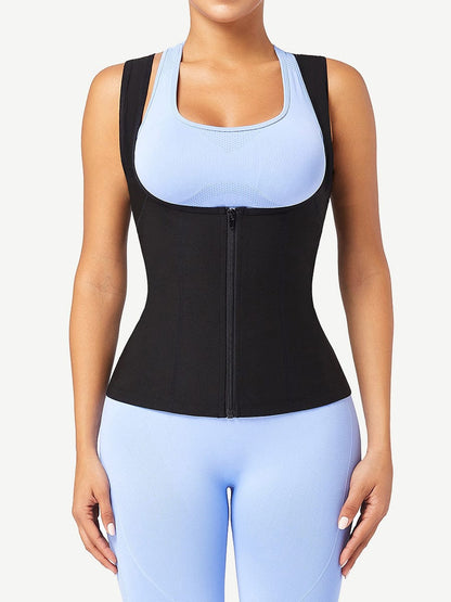 Chaleco azul con cremallera, talla grande, para una postura correcta