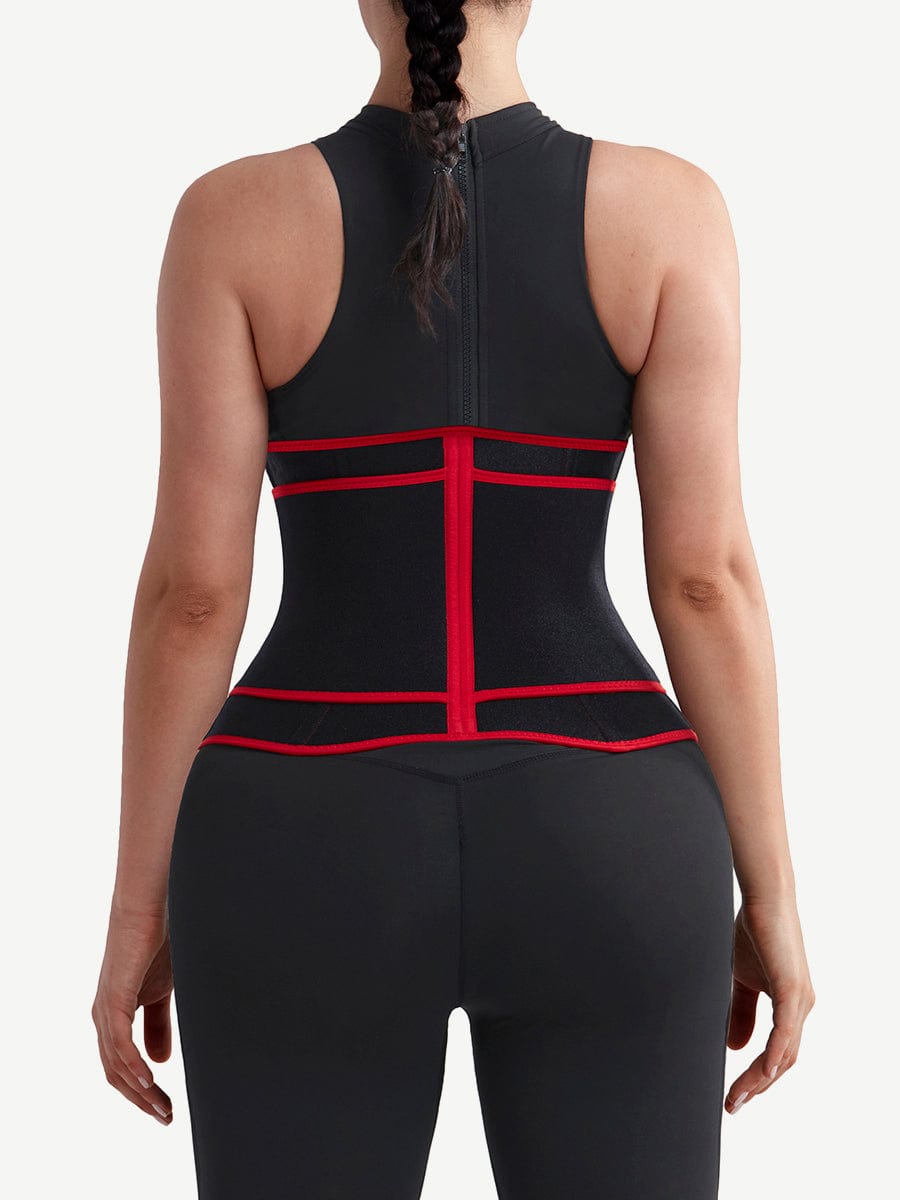 Faja moldeadora de cintura de neopreno negro con 10 varillas de acero, color negro