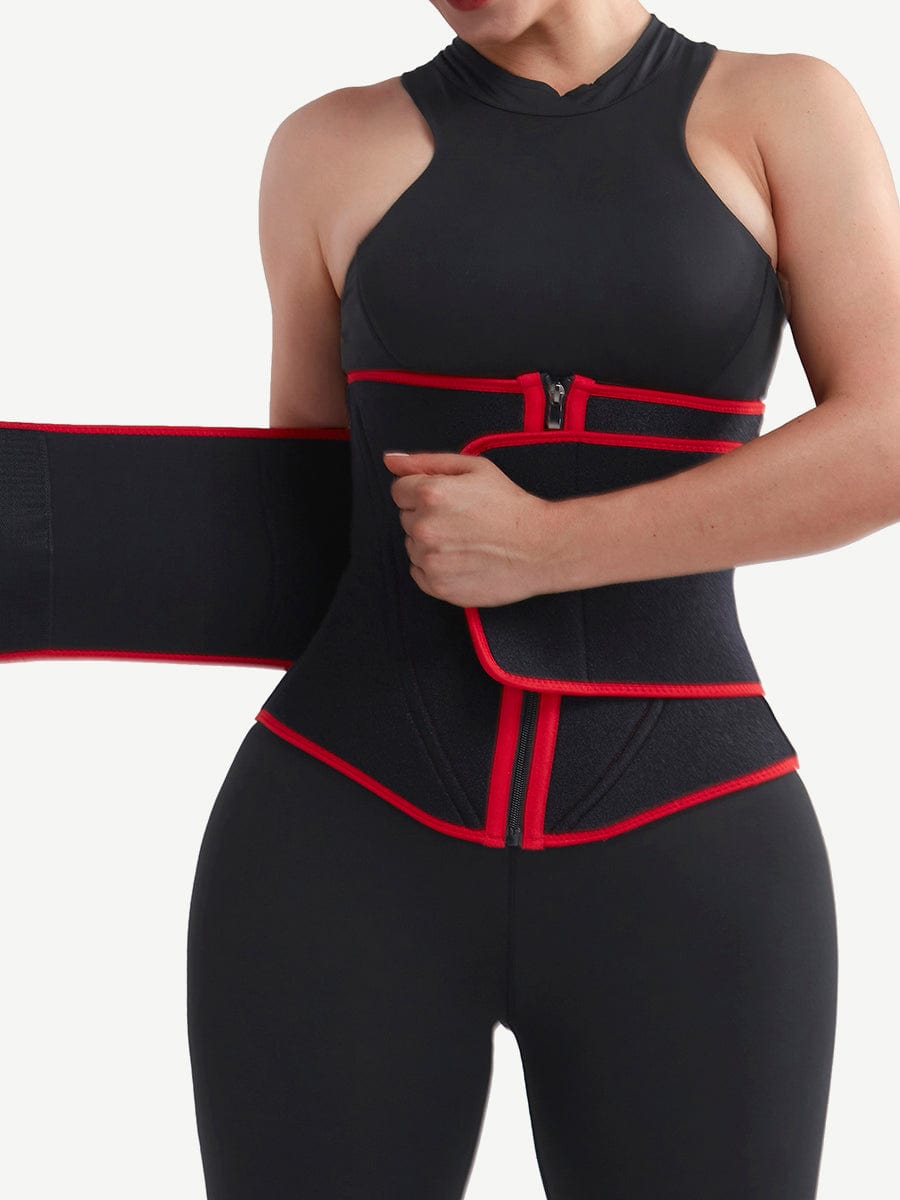 Faja moldeadora de cintura de neopreno negro con 10 varillas de acero, color negro