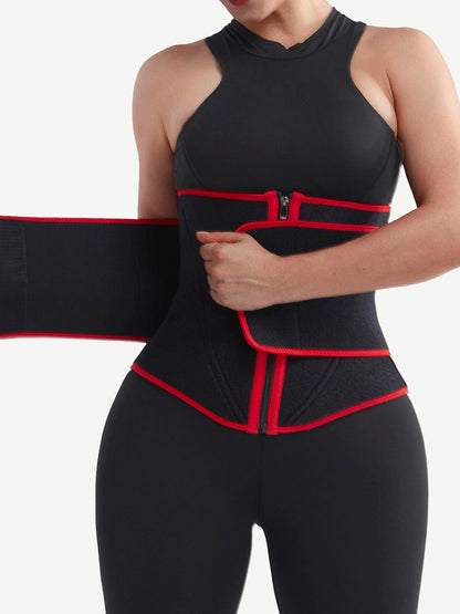 Faja moldeadora de cintura de neopreno negro con 10 varillas de acero, color negro