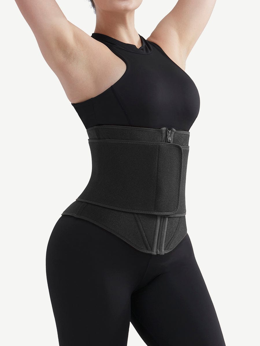Faja moldeadora de cintura de neopreno negro con 10 varillas de acero, color negro