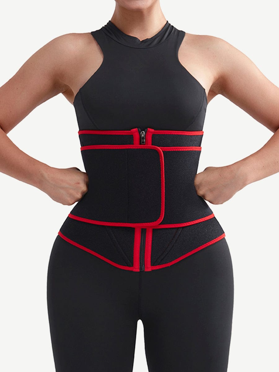 Faja moldeadora de cintura de neopreno negro con 10 varillas de acero, color negro