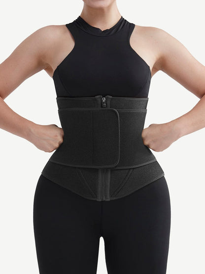 Faja moldeadora de cintura de neopreno negro con 10 varillas de acero, color negro