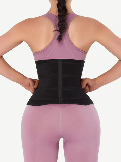 Faja moldeadora de cintura de neopreno con tres cinturones y cremallera para aplanar el abdomen