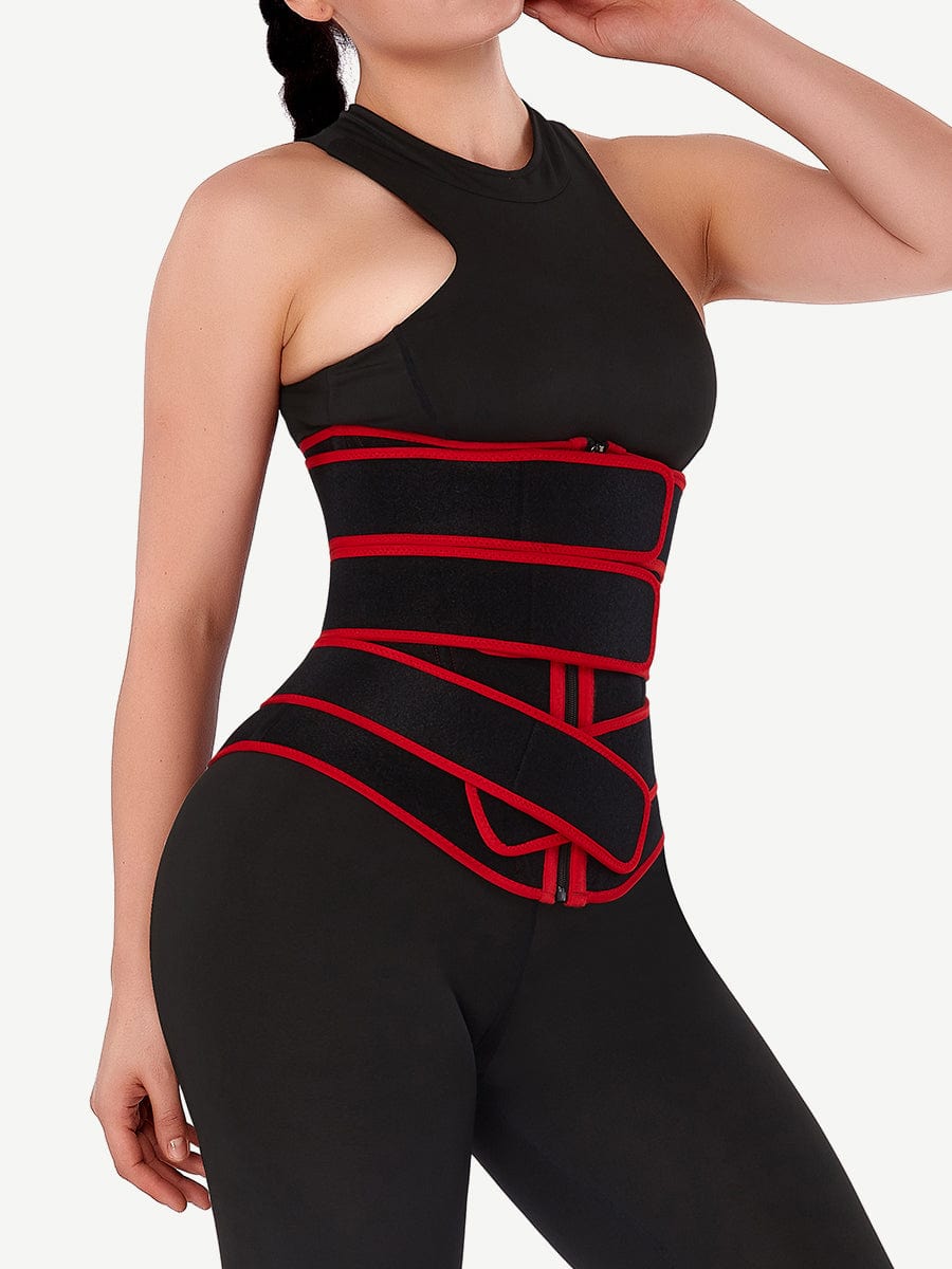 Faja moldeadora de cintura de neopreno con tres cinturones y cremallera para aplanar el abdomen