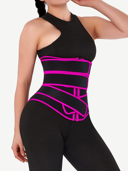 Faja moldeadora de cintura de neopreno con tres cinturones y cremallera para aplanar el abdomen