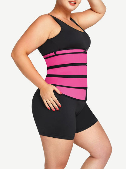 Faja moldeadora de abdomen con 7 varillas de acero y látex con cremallera, color rojo rosa