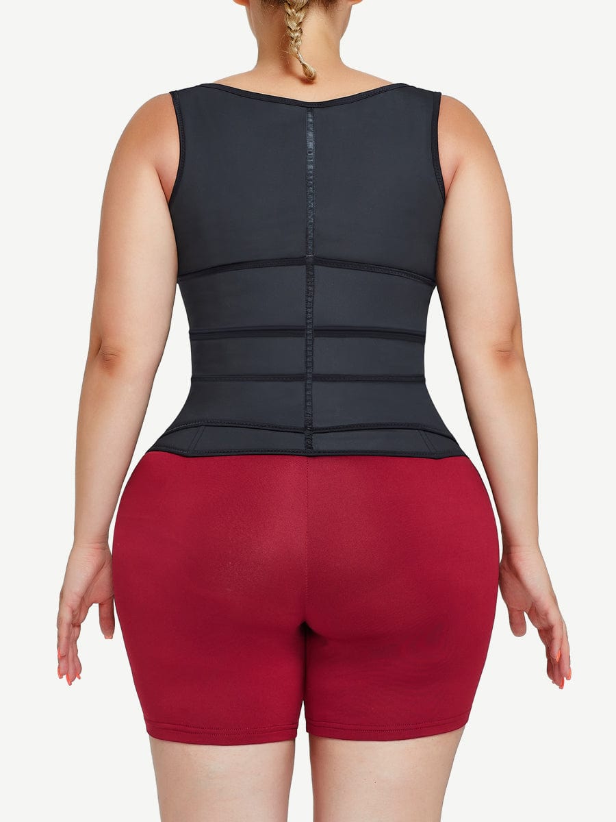 Chaleco moldeador de cintura de látex negro práctico , tres cinturones, moldeador básico, marca tu propio entrenador de cintura.