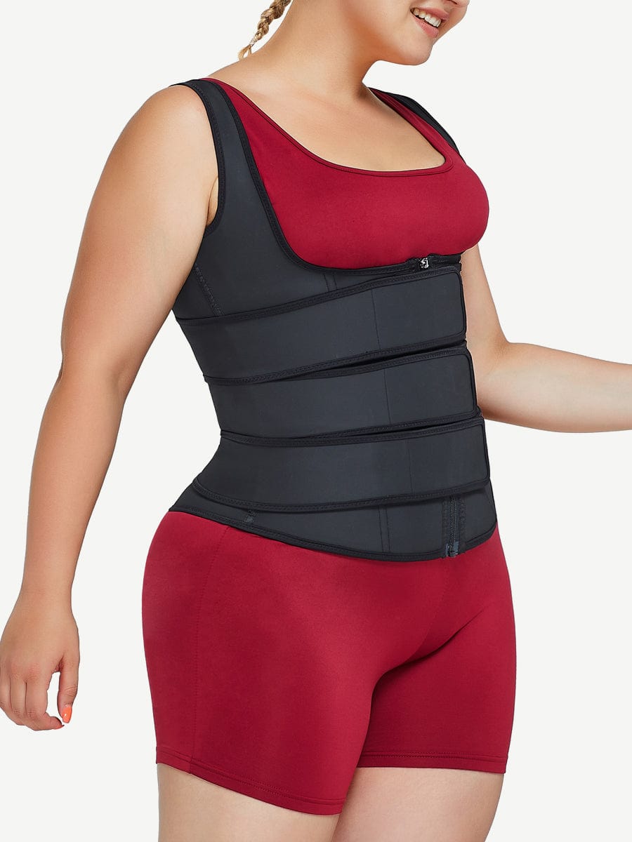 Chaleco moldeador de cintura de látex negro práctico , tres cinturones, moldeador básico, marca tu propio entrenador de cintura.