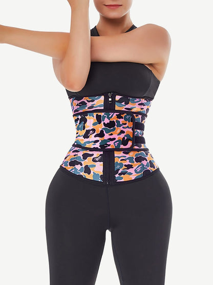 Cinturón moldeador de cintura de látex con estampado de camuflaje,  quemador de grasa