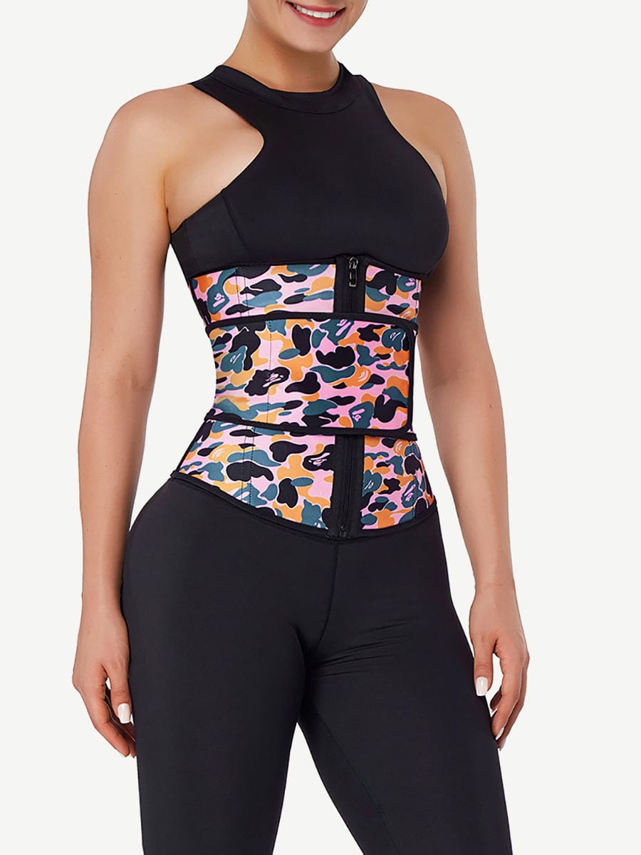 Cinturón moldeador de cintura de látex con estampado de camuflaje,  quemador de grasa