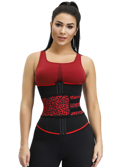 Faja reductora de neopreno con diseño de leopardo y 7 huesos de acero
