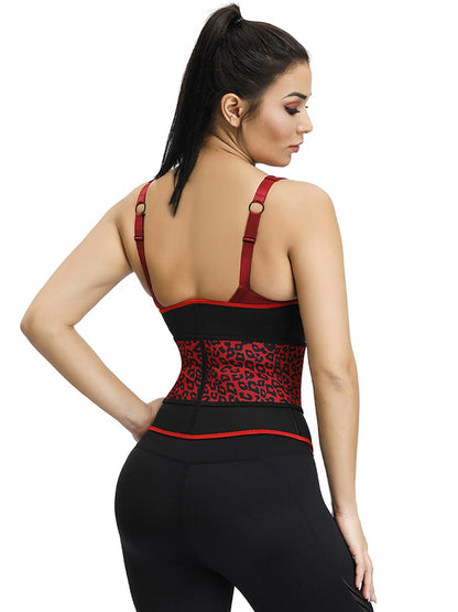 Faja reductora de neopreno con diseño de leopardo y 7 huesos de acero