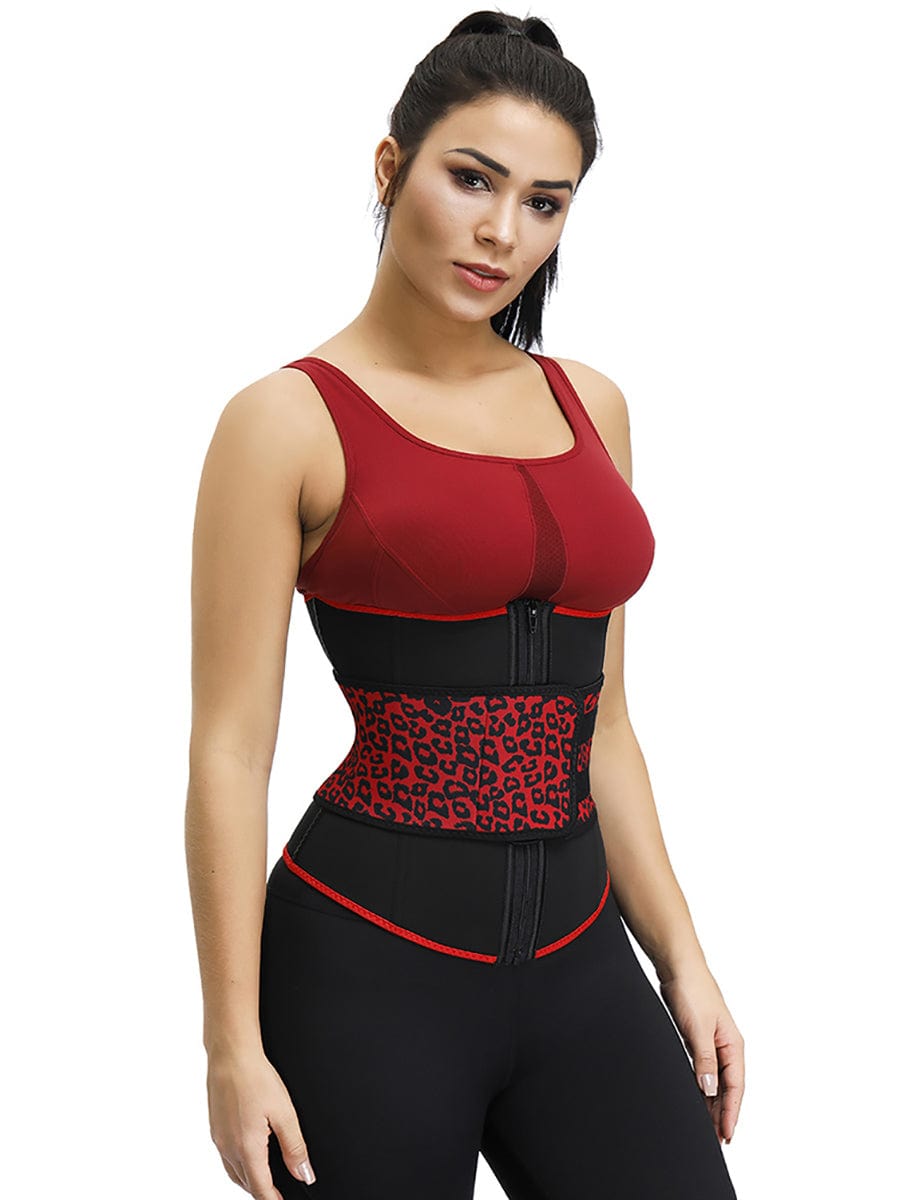 Faja reductora de neopreno con diseño de leopardo y 7 huesos de acero