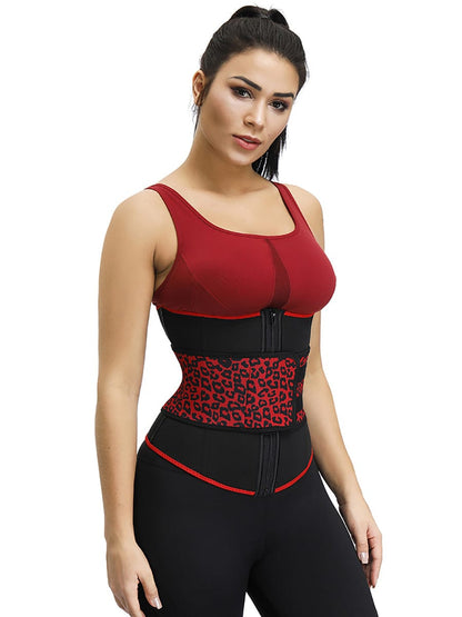 Faja reductora de neopreno con diseño de leopardo y 7 huesos de acero