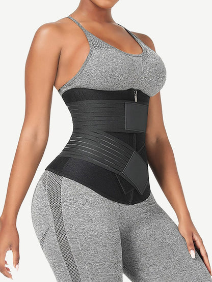 Faja moldeadora de cintura larga transpirable de neopreno con doble banda elástica