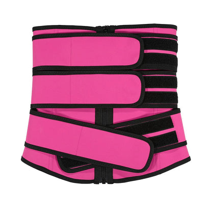 Faja moldeadora de abdomen con 7 varillas de acero y látex con cremallera, color rojo rosa