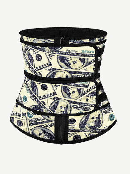 Faja moldeadora de cintura de látex con doble cinturón, diseño de dólar