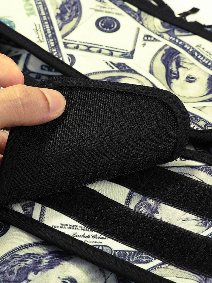 Faja moldeadora de cintura de látex con doble cinturón, diseño de dólar