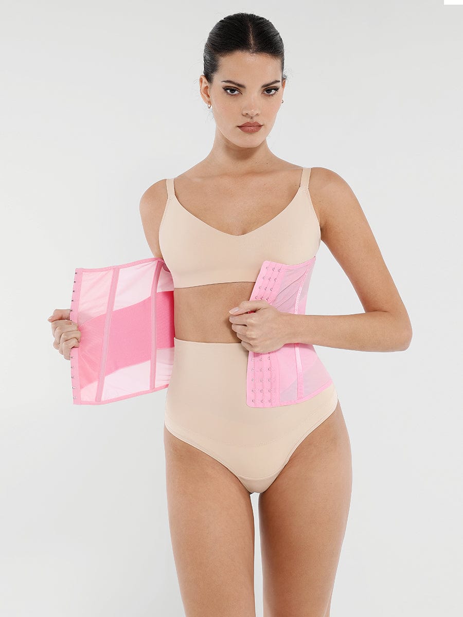 Faja moldeadora de cintura y abdomen de malla transpirable con 7 huesos de acero