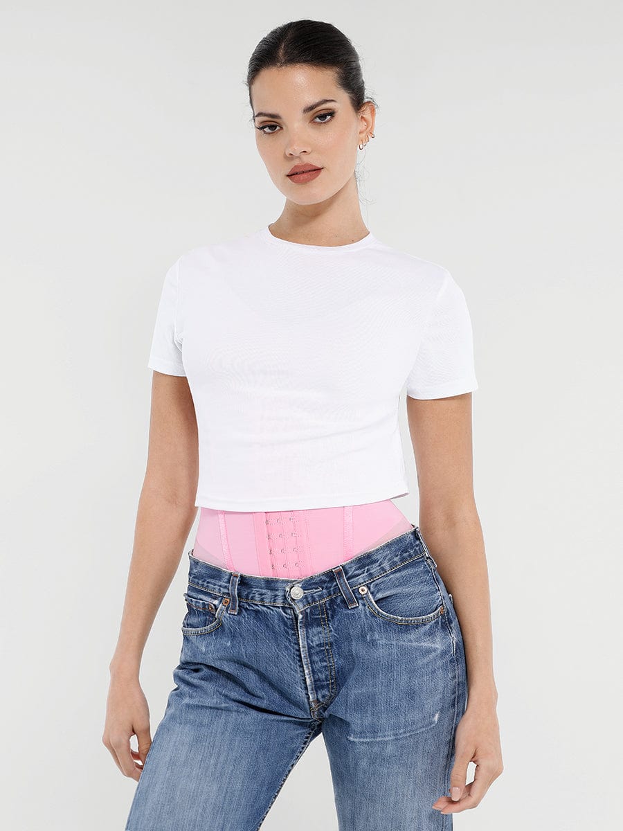 Faja moldeadora de cintura y abdomen de malla transpirable con 7 huesos de acero