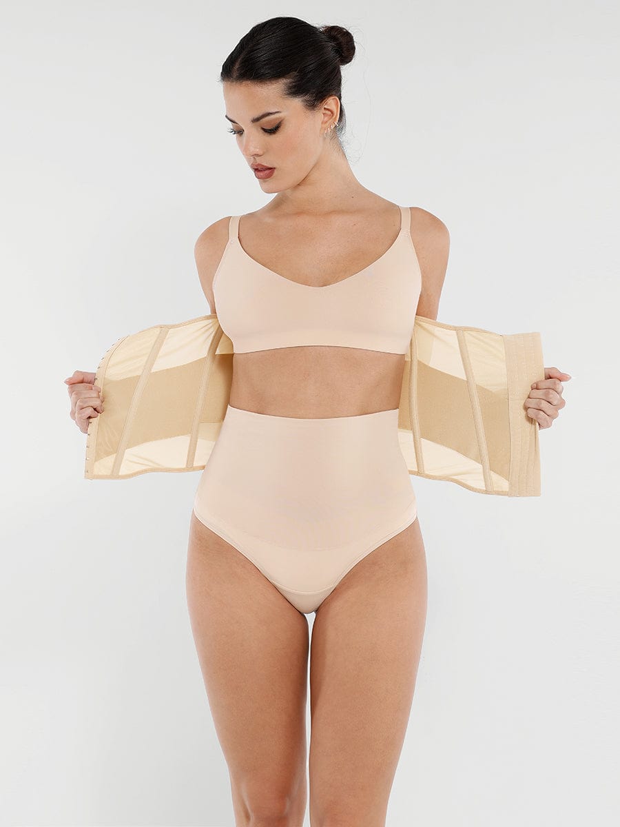 Faja moldeadora de cintura y abdomen de malla transpirable con 7 huesos de acero